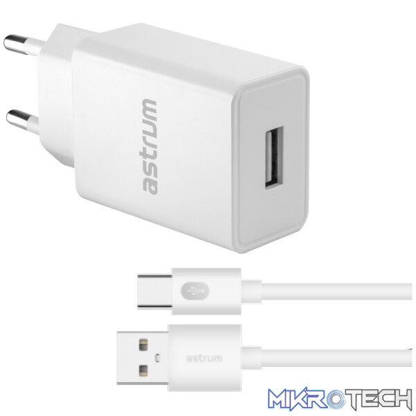 Pro U20 10W USB-A Travel Wall Charger + USB-C Cable - White - Image 2
